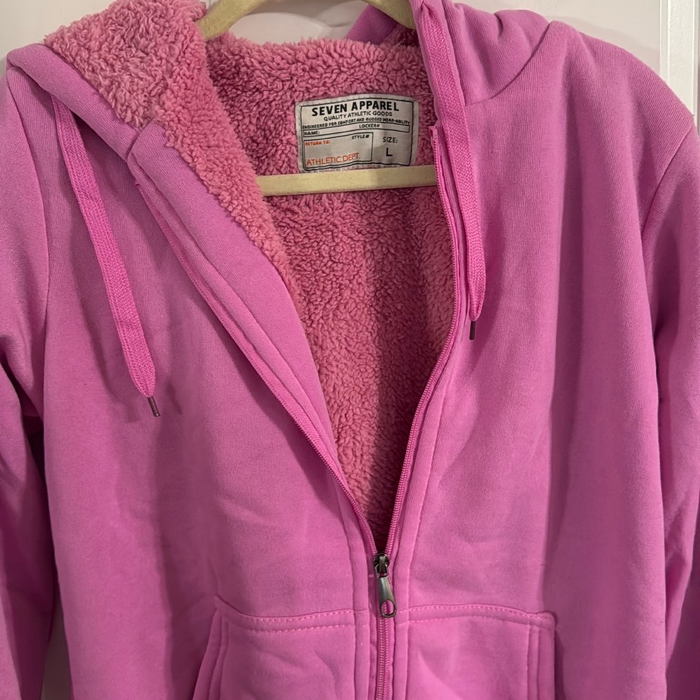 Brand new!! Seven apparel baby pink zip up fleece lined hoodie jacket